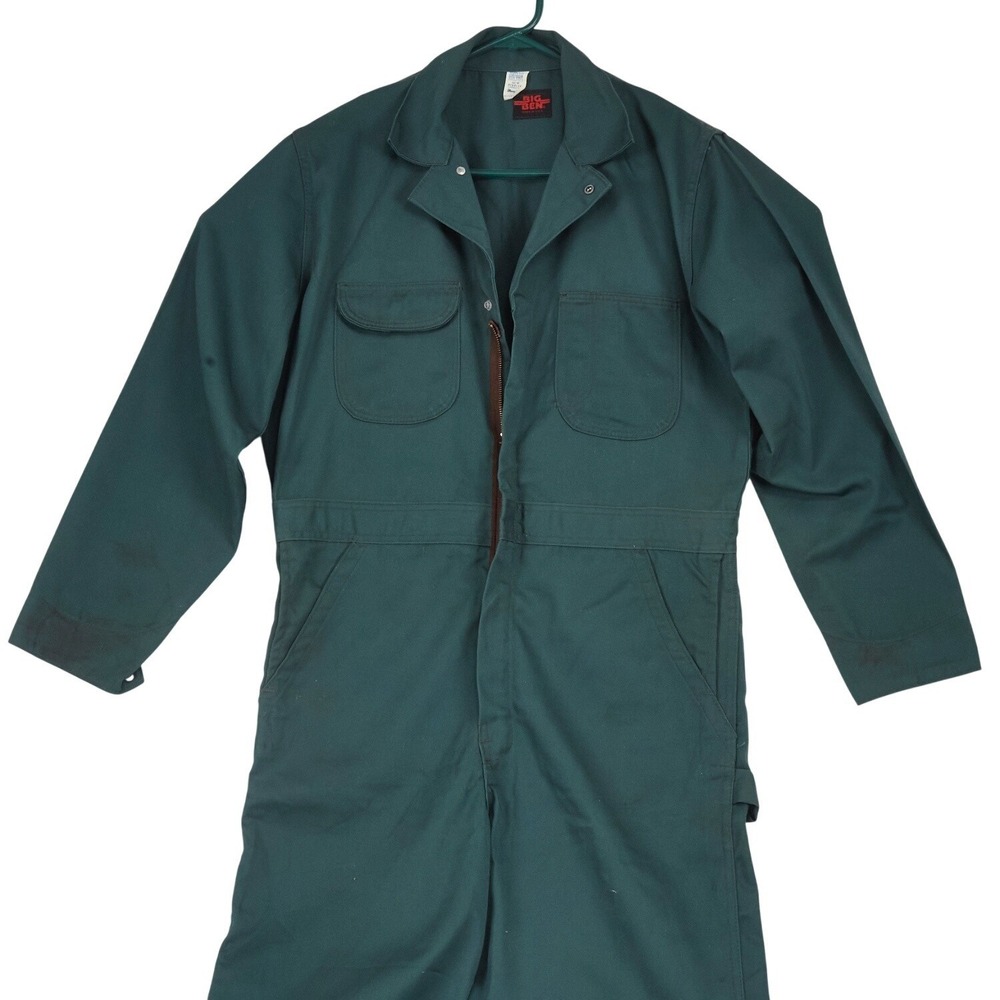 Vintage Big Ben Wrangler Coveralls Men 40 Reg Green Canvas Mechanic USA‎